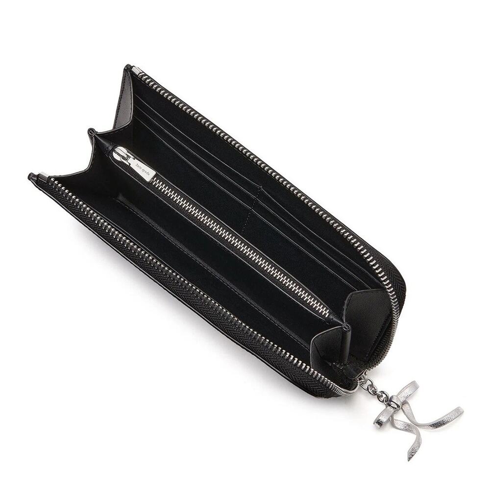 Kate Spade Whiskers Zip Around Continental Wallet KI714 Black with White Cat - Picture 2 of 12